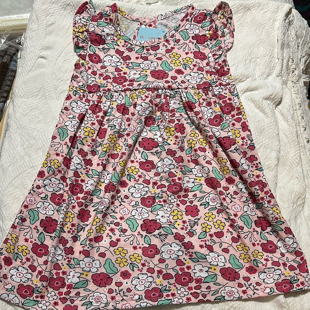 NEW Floral Sleeveless Lightweight Cotton Flutter Sleeve Dress READ DESCRIPTION